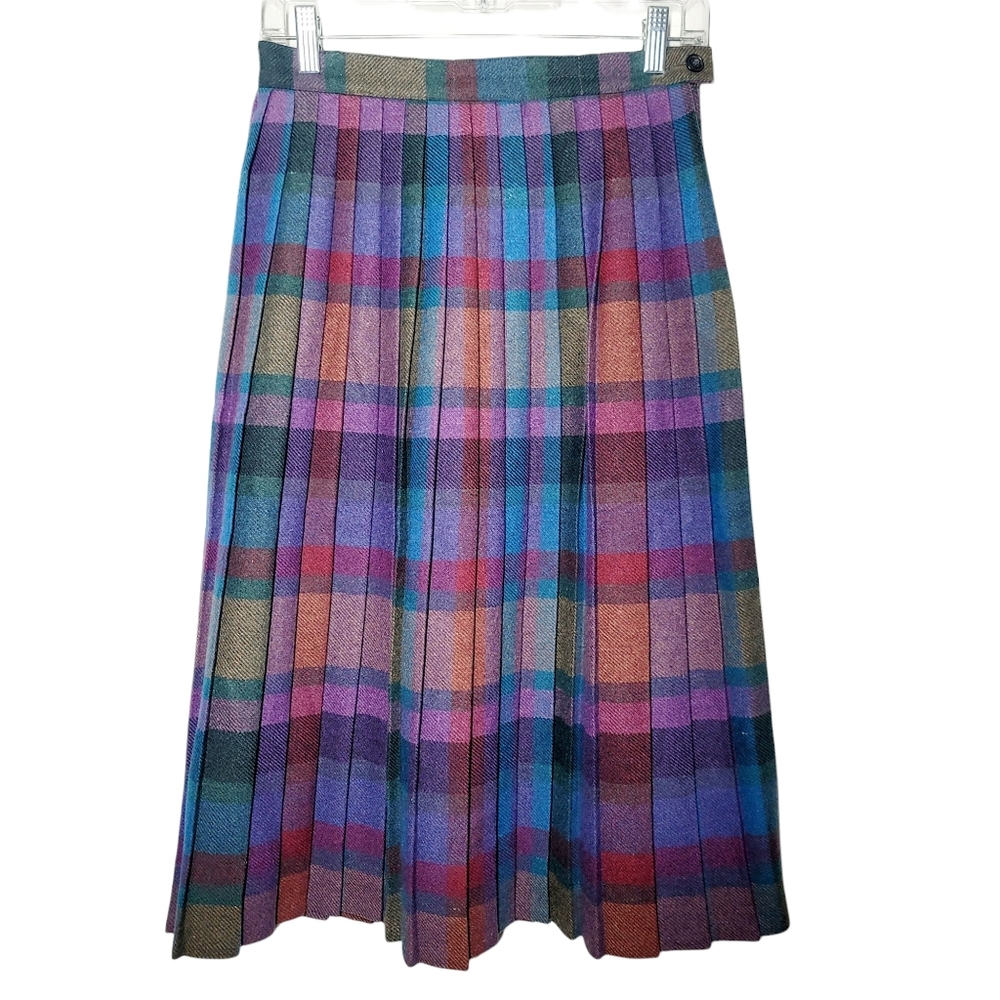 Plaid Multicolor Midi Skirt